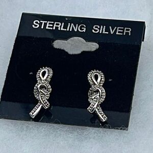 Pave’ White Quartz Sterling silver love knot earrings.